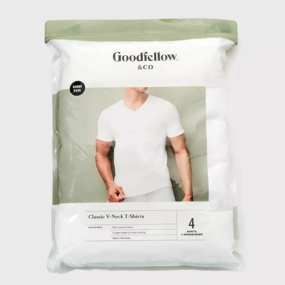 Men's Short Sleeve 4pk Crewneck T-Shirt - Goodfellow & Co™ White S- New - Picture 1 of 2